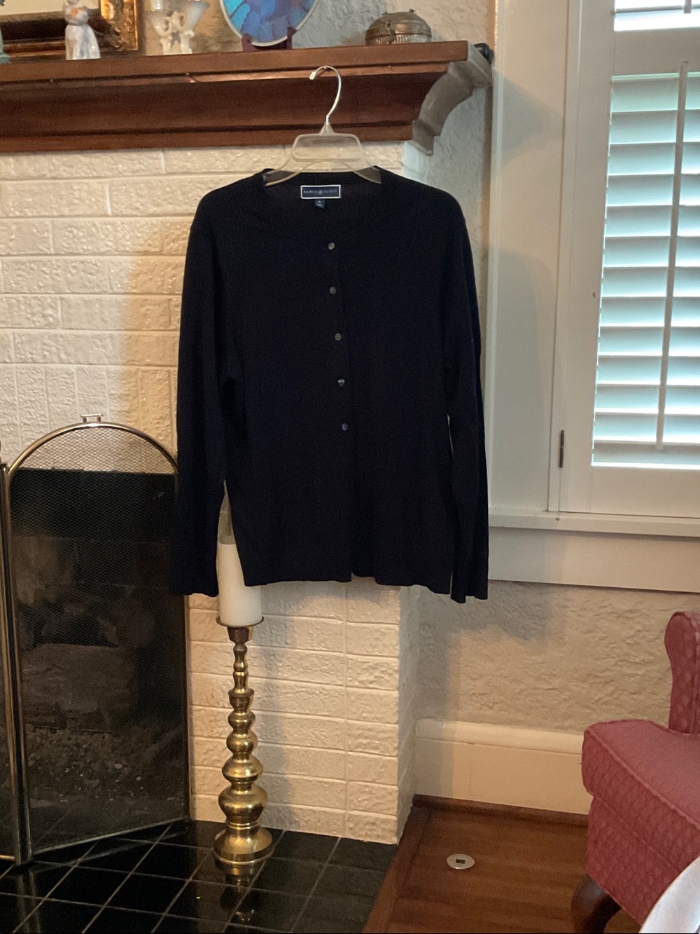 Classic Black Button-Front lightweight Cardigan